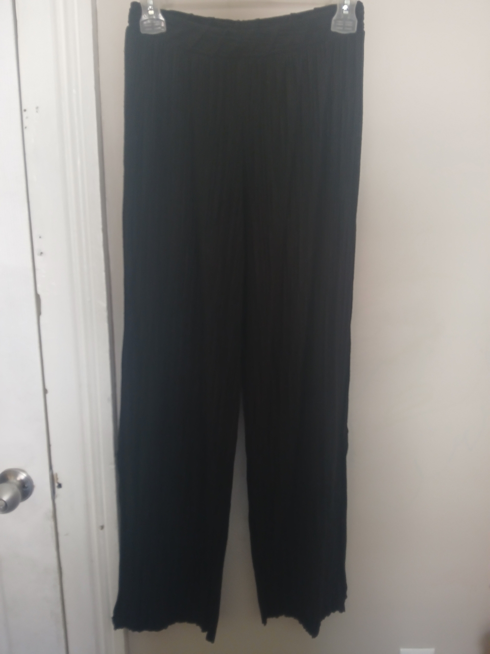 Zara Casual Summer Textured Pants With Side Slits Slits